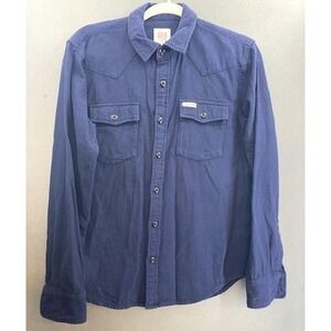 Topo Designs  Men's Med‎ Western Style Long Sleeve Button Up Shirt Navy Cotton